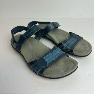 Abeo Leather Sandals Women's Size 8.5 Shoes Narrow Blue Adjustable Strap Summer